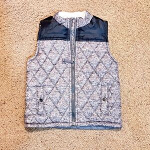 Little Lad Quilted Gray and Navy Puffer Vest, size 4T.